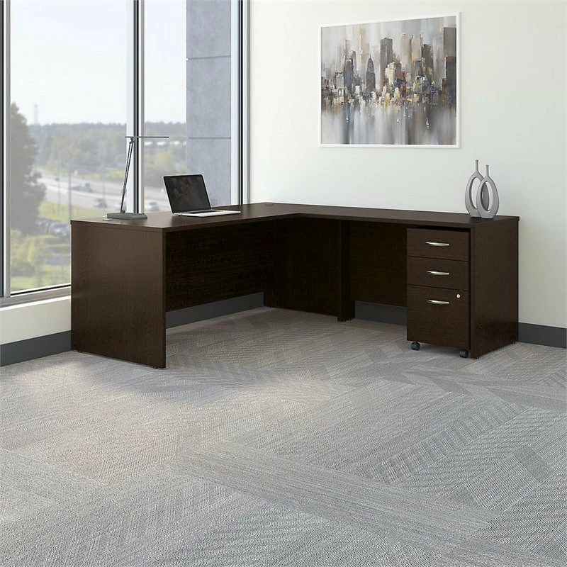 Series C 72W L Shaped Desk With File Cabinet In Mocha Cherry - Engineered Wood 4 Series C 72W L Shaped Desk With File Cabinet In Mocha Cherry - Engineered Wood - Image 2