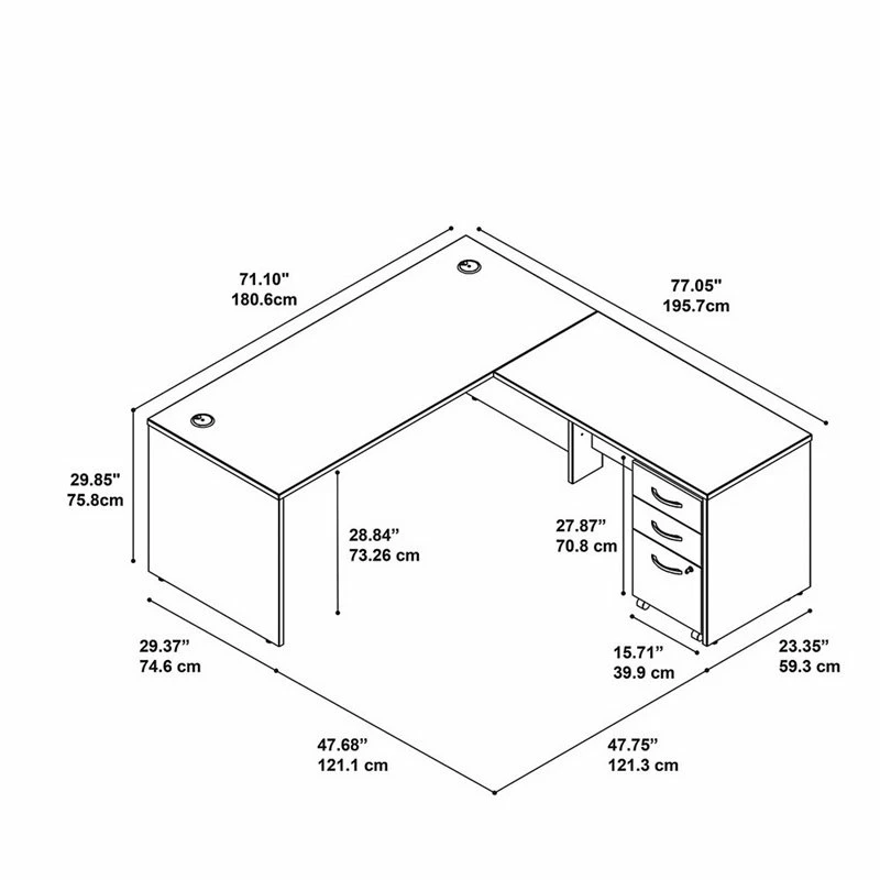 Series C 72W L Shaped Desk With File Cabinet In Mocha Cherry - Engineered Wood 16 Series C 72W L Shaped Desk With File Cabinet In Mocha Cherry - Engineered Wood - Image 14