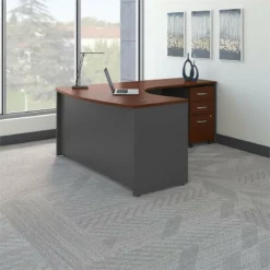 Series C RH Transitional Wood L Shaped Desk With Drawers In Hansen Cherry -CYMAX Sales 470712 1 L 1