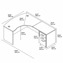 Series C RH Transitional Wood L Shaped Desk With Drawers In Hansen Cherry -CYMAX Sales 470712 6 L 1