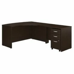 Series C RH Transitional Wood L Shaped Desk With Drawers In Hansen Cherry