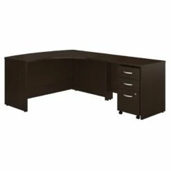 Series C RH L Shaped Desk With Drawers In Mocha Cherry - Engineered Wood