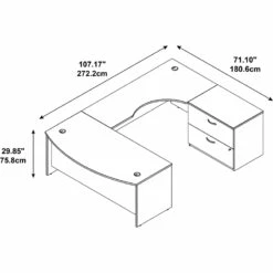 Series C 72" 2 Drawer Right U-Shaped Desk In Mocha Cherry - Engineered Wood -CYMAX Sales 470806 6 L