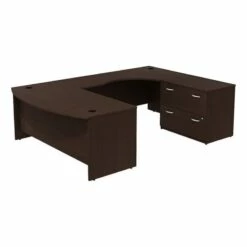 Series C 72" 2 Drawer Right U-Shaped Desk In Mocha Cherry - Engineered Wood