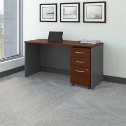 Series C 60W X 24D Office Desk With Drawers In Mahogany - Engineered Wood -CYMAX Sales 470818 1 L
