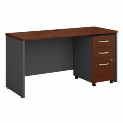 Series C 60W X 24D Office Desk With Drawers In Mahogany - Engineered Wood -CYMAX Sales 470818 L