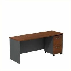 Series C 72" Credenza Desk With Pedestal In Hansen Cherry - Engineered Wood -CYMAX Sales 470888 L