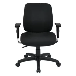 Deluxe Task Office Chair With Ratchet Back Height In Coal Black Fabric 13 Deluxe Task Office Chair With Ratchet Back Height In Coal Black Fabric -CYMAX Sales 472689 4 L