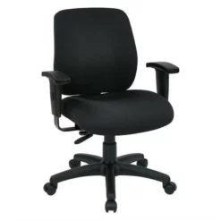 Deluxe Task Office Chair With Ratchet Back Height In Coal Black Fabric