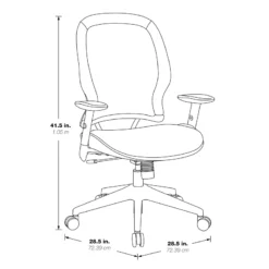 Office Star AirGrid Back And Mesh Fabric Seat Office Chair In Black 14 Office Star AirGrid Back And Mesh Fabric Seat Office Chair In Black -CYMAX Sales 472714 5 L