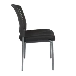 Titanium Finish Armless Black Visitors Chair With Ventilated Plastic Wrap -CYMAX Sales 472764 1 L