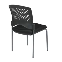 Titanium Finish Armless Black Visitors Chair With Ventilated Plastic Wrap -CYMAX Sales 472764 2 L