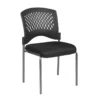 Titanium Finish Armless Black Visitors Chair With Ventilated Plastic Wrap