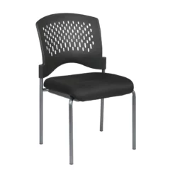 Titanium Finish Armless Black Visitors Chair With Ventilated Plastic Wrap