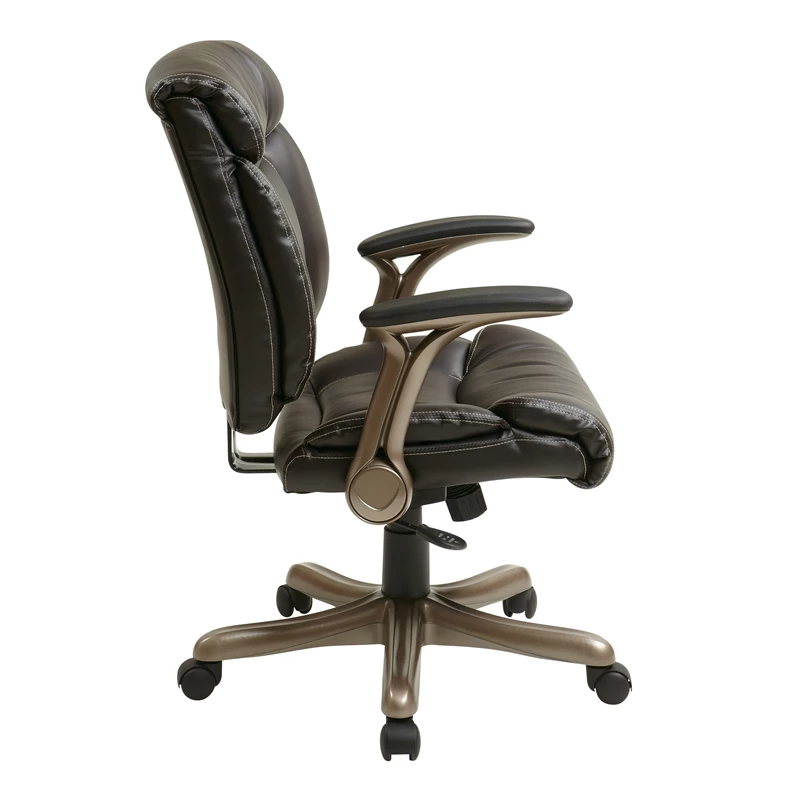 Bonded Leather Office Chair In Cocoa Brown And Espresso 6 Bonded Leather Office Chair In Cocoa Brown And Espresso - Image 4