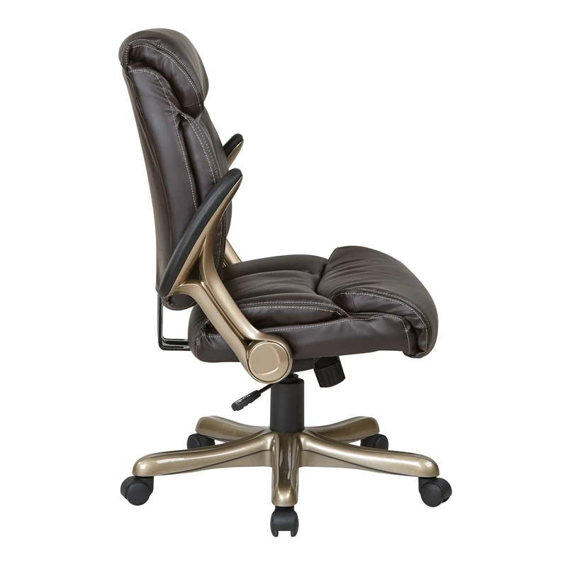 Bonded Leather Office Chair In Cocoa Brown And Espresso 7 Bonded Leather Office Chair In Cocoa Brown And Espresso - Image 5