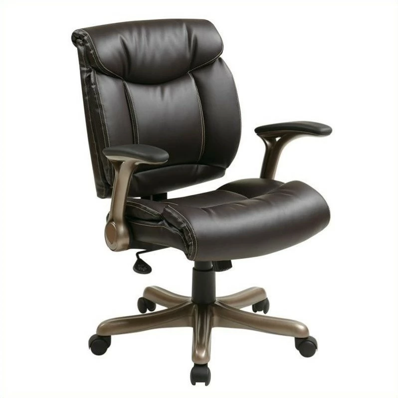 Bonded Leather Office Chair In Cocoa Brown And Espresso 3 Bonded Leather Office Chair In Cocoa Brown And Espresso