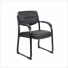 Boss Office Products Leather Sled Base Side Chair With Arms