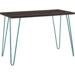 Altra Furniture Owen Retro Desk In Espresso With Teal Metal Legs