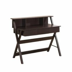 Techni Mobili Fashionable Workstation With Shelf And Storage In Wenge 14 Techni Mobili Fashionable Workstation With Shelf And Storage In Wenge -CYMAX Sales 486670 2 L