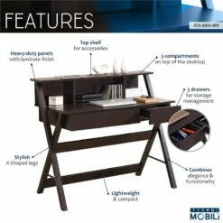 Techni Mobili Fashionable Workstation With Shelf And Storage In Wenge 19 Techni Mobili Fashionable Workstation With Shelf And Storage In Wenge -CYMAX Sales 486670 7 L