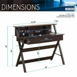 Techni Mobili Fashionable Workstation With Shelf And Storage In Wenge 20 Techni Mobili Fashionable Workstation With Shelf And Storage In Wenge -CYMAX Sales 486670 8 L