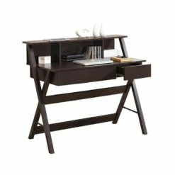 Techni Mobili Fashionable Workstation With Shelf And Storage In Wenge