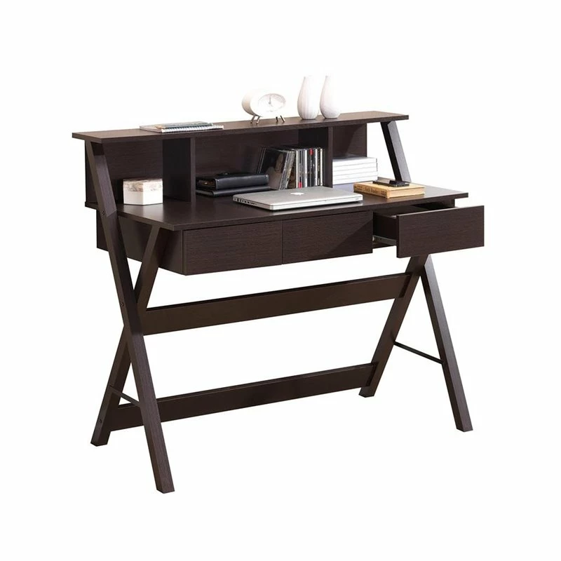Techni Mobili Fashionable Workstation With Shelf And Storage In Wenge 3 Techni Mobili Fashionable Workstation With Shelf And Storage In Wenge