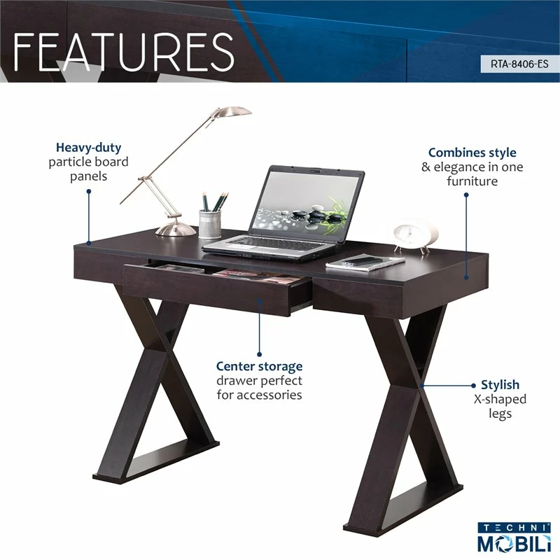 Techni Mobili Trendy Desk With Drawer In Espresso 8 Techni Mobili Trendy Desk With Drawer In Espresso - Image 6