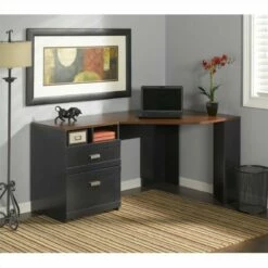 Wheaton Reversible Corner Desk In Antique Black And Cherry - Engineered Wood -CYMAX Sales 494824 L