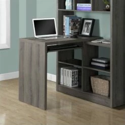 Computer Desk Bookcase Corner L Shape Work Laptop Laminate Brown -CYMAX Sales 496140 L