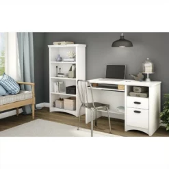 South Shore Gascony Computer Desk With Keyboard Tray In Pure White -CYMAX Sales 496603 2 L