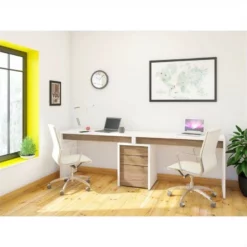 Nexera Liber-T 3 Piece Office Set In White With Desk Panel