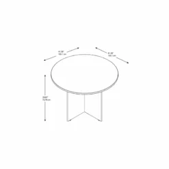42W Round Conference Table With Wood Base In White - Engineered Wood -CYMAX Sales 503286 4 L