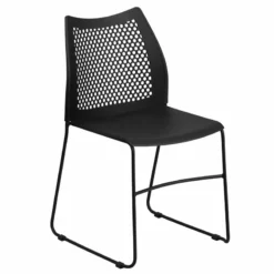 Flash Furniture Hercules Perforated Plastic Sled Base Stacking Chair In Burgundy -CYMAX Sales 504715 L