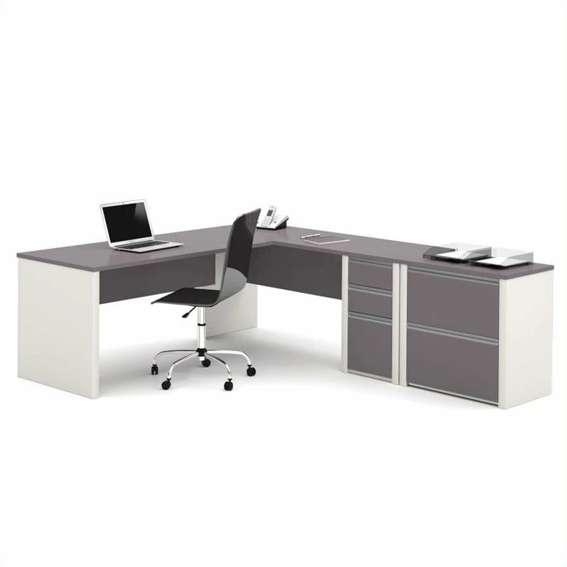 Bestar Connexion L-shaped Workstation With Lateral File In Slate And Sandstone 13 Bestar Connexion L-shaped Workstation With Lateral File In Slate And Sandstone - Image 11