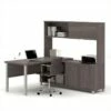 Bestar Pro-Linea L-Desk With Hutch With Leg In Bark Grey 1 Bestar Pro-Linea L-Desk With Hutch With Leg In Bark Grey -CYMAX Sales 505526 L