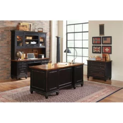 Martin Furniture Hartford Wood Credenza Office Desk Writing Table Black -CYMAX Sales 523126 523137 L