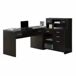Computer Desk Home Office Corner L Shape Work Laptop Laminate Black -CYMAX Sales 524537 4 L 1