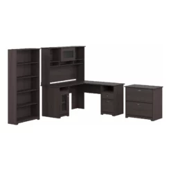 Cabot L Desk With Hutch File & Bookcase In Heather Gray - Engineered Wood -CYMAX Sales 551954 7 L