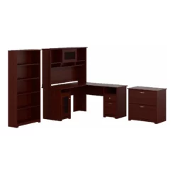 Cabot L Desk With Hutch File & Bookcase In Heather Gray - Engineered Wood -CYMAX Sales 551958 14 L