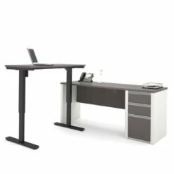Bestar Connexion Power Adjustble L-Shaped Table In Slate And Sandstone 14 Bestar Connexion Power Adjustble L-Shaped Table In Slate And Sandstone -CYMAX Sales 553184 1 L