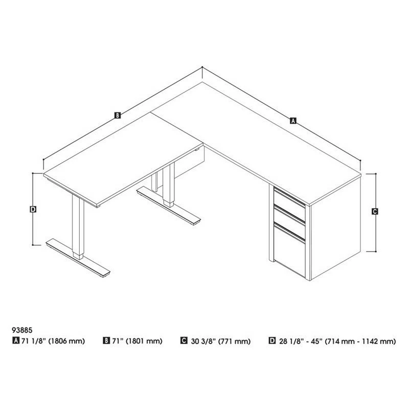 Bestar Connexion Power Adjustble L-Shaped Table In Slate And Sandstone 9 Bestar Connexion Power Adjustble L-Shaped Table In Slate And Sandstone - Image 7