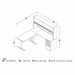 Bestar Connexion L-Shaped Table With Hutch In Slate And Sandstone -CYMAX Sales 553186 3 L 1