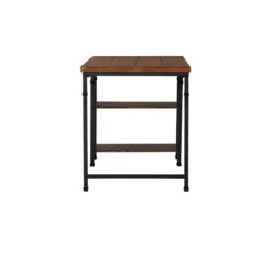 Linon Austin Sturdy Rustic Desk With 2 Wood Shelves And Metal Frame In Black -CYMAX Sales 638346 14 L