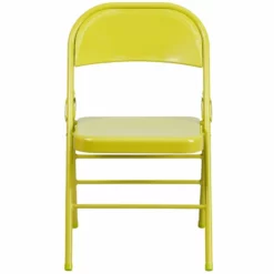 Flash Furniture Hercules Colorburst Metal Folding Chair In Citron -CYMAX Sales 664276 2 L