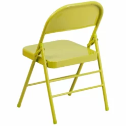 Flash Furniture Hercules Colorburst Metal Folding Chair In Citron -CYMAX Sales 664276 4 L