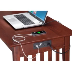 AFI Mission Solid Wood Writing Desk With Built-In Charger In Walnut -CYMAX Sales 666984 12 L
