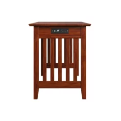 AFI Mission Solid Wood Writing Desk With Built-In Charger In Walnut -CYMAX Sales 666984 13 L