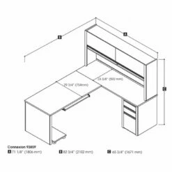 Bestar Connexion L-Shape Wood Computer Desk With Hutch In Sandstone And Slate -CYMAX Sales 9174 4 L